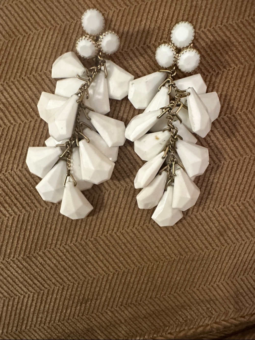 White Statement Cluster Drop Earrings - Women Jewelry